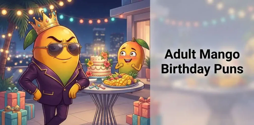 Playful adult mango birthday