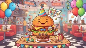 Funny burger birthday celebration