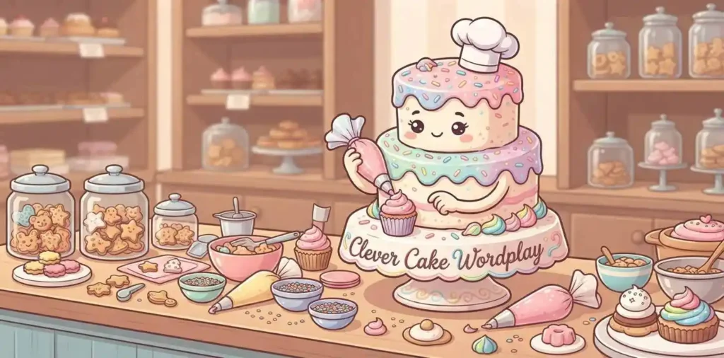 Creative cake wordplay illustration