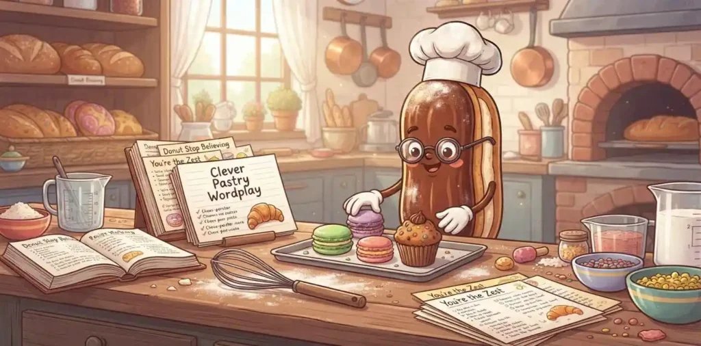 Clever pastry character illustration
