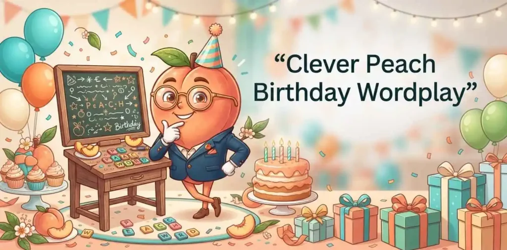 Clever peach birthday