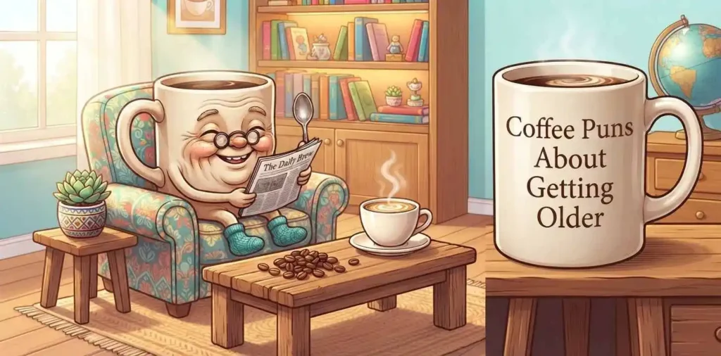 Older coffee cup character