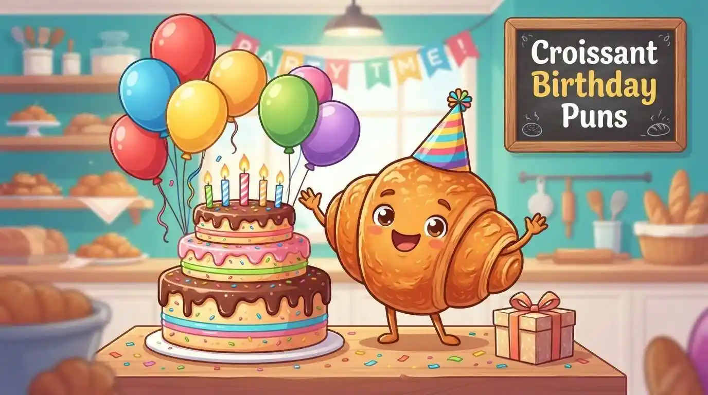 Cute croissant birthday celebration