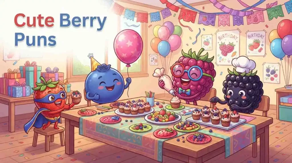 Cute berries celebrating birthday together