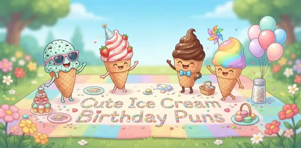 Cute ice cream character birthday