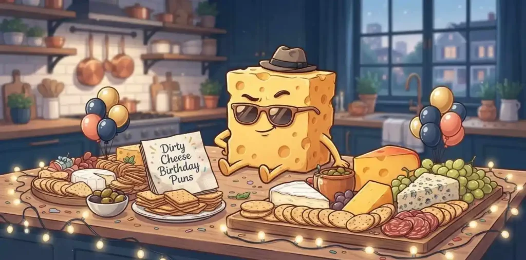 Funny cheese birthday scene