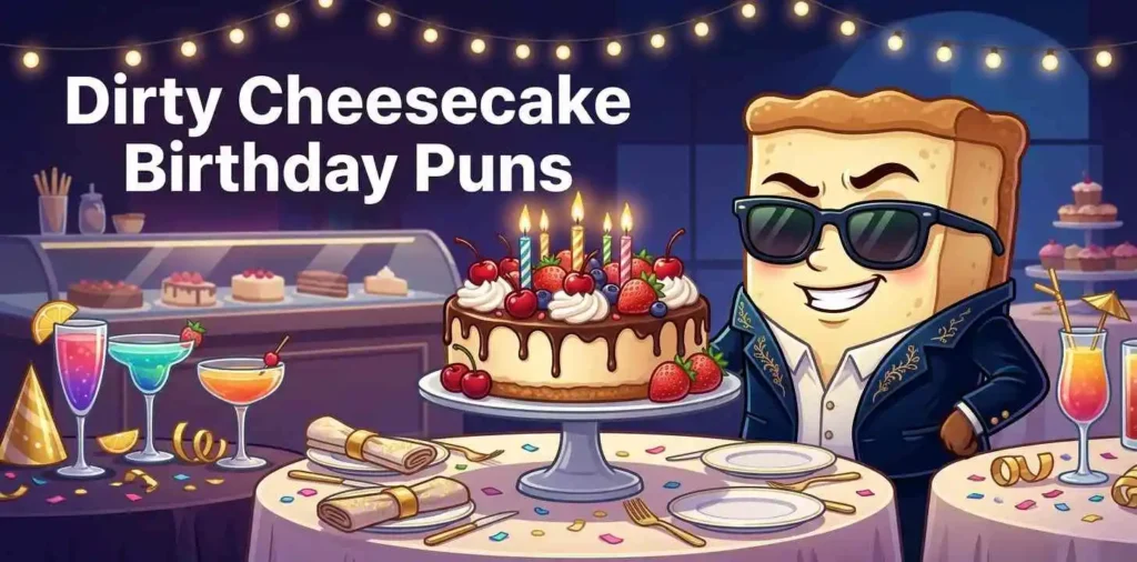 Playful cheesecake birthday humor