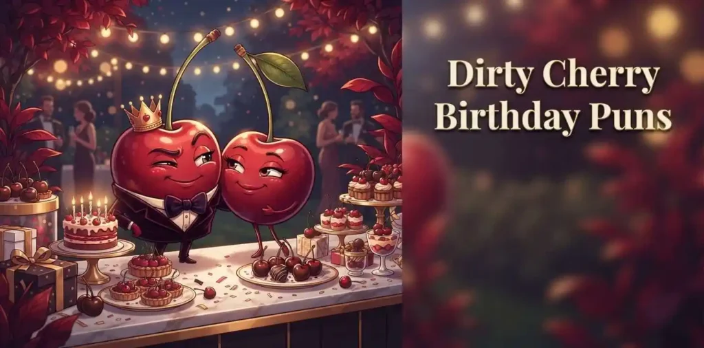 Playful cherry birthday characters