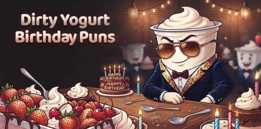 Playful yogurt birthday humor