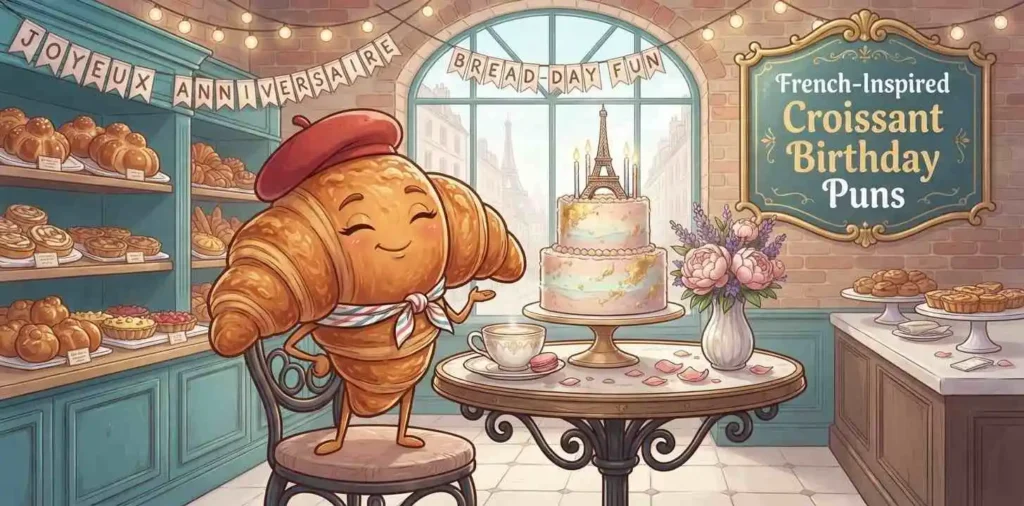 French croissant birthday scene