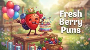 Cute berry celebrating a birthday