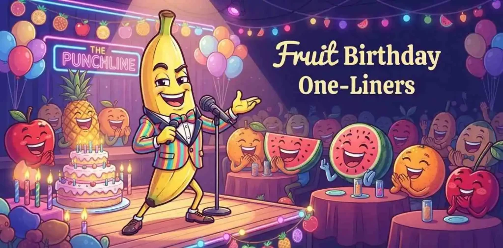 Funny fruit birthday comedian