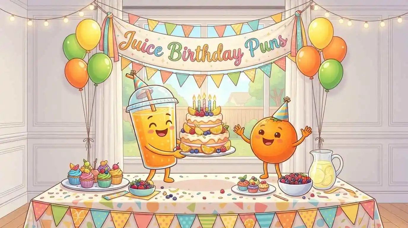Cute juice birthday party illustration