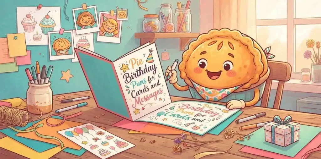 Pie birthday card illustration