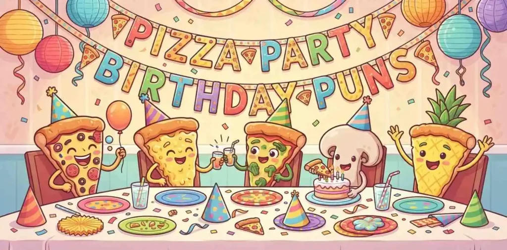 Pizza party birthday scene