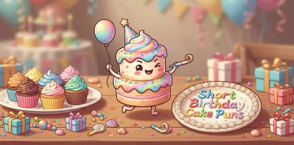 Cute cake with birthday decorations