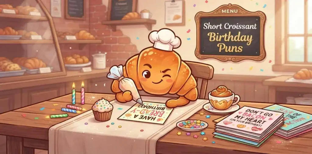 Funny croissant birthday character
