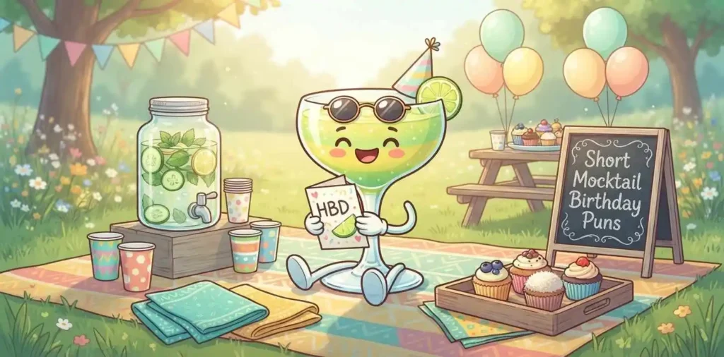 Funny mocktail birthday character